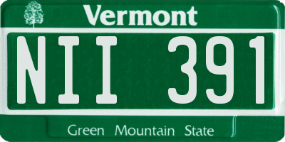 VT license plate NII391