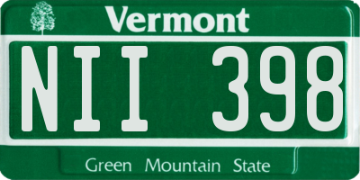 VT license plate NII398