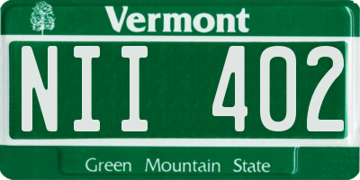 VT license plate NII402