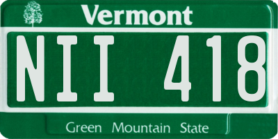VT license plate NII418