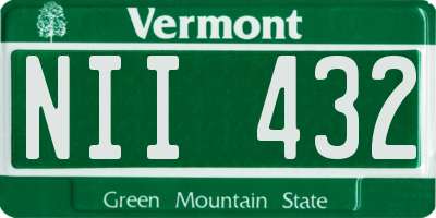 VT license plate NII432