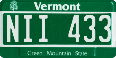 VT license plate NII433