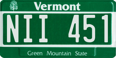 VT license plate NII451