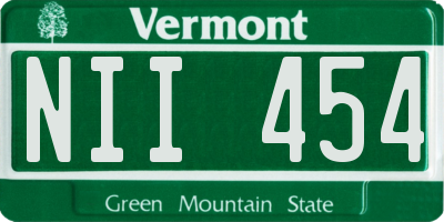 VT license plate NII454