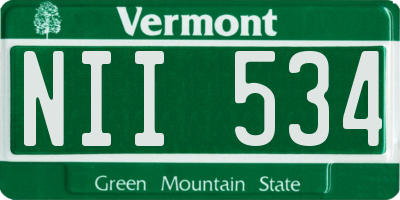 VT license plate NII534
