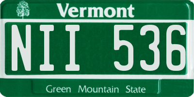 VT license plate NII536