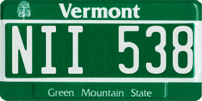 VT license plate NII538