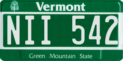 VT license plate NII542