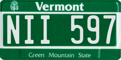 VT license plate NII597