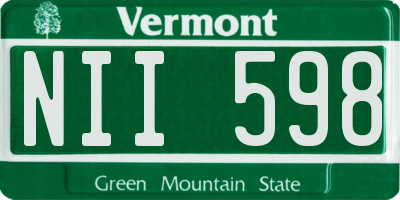 VT license plate NII598