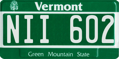 VT license plate NII602