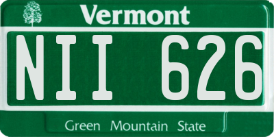 VT license plate NII626