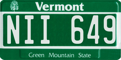 VT license plate NII649