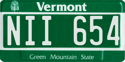 VT license plate NII654