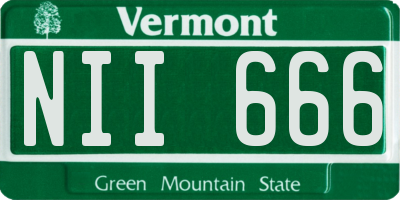 VT license plate NII666