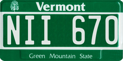 VT license plate NII670