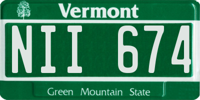 VT license plate NII674