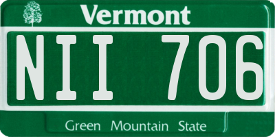 VT license plate NII706