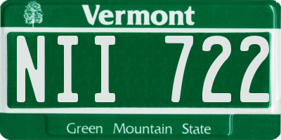 VT license plate NII722