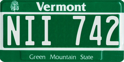 VT license plate NII742