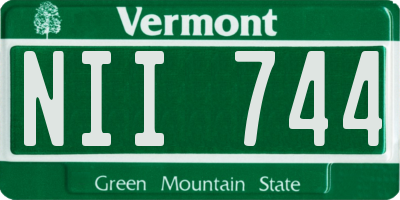 VT license plate NII744