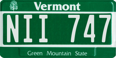 VT license plate NII747