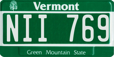 VT license plate NII769
