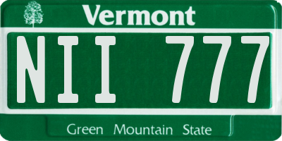VT license plate NII777