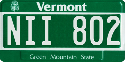 VT license plate NII802