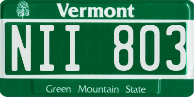 VT license plate NII803