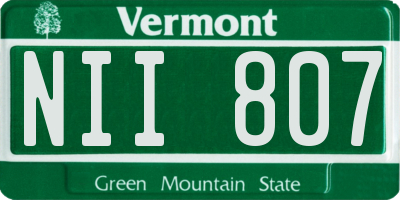 VT license plate NII807