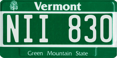 VT license plate NII830