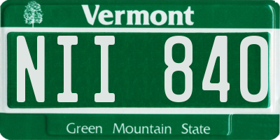 VT license plate NII840