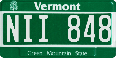 VT license plate NII848
