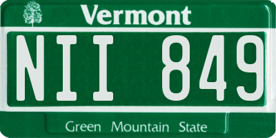 VT license plate NII849