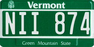 VT license plate NII874