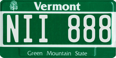 VT license plate NII888