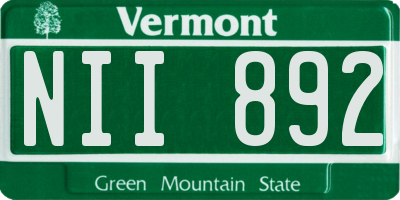VT license plate NII892