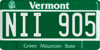 VT license plate NII905
