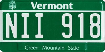VT license plate NII918