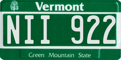 VT license plate NII922