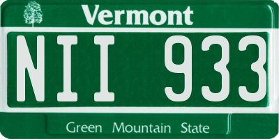 VT license plate NII933