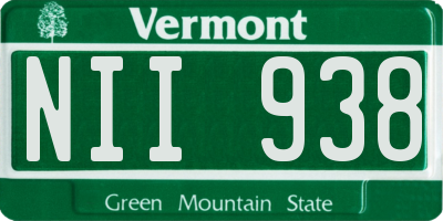 VT license plate NII938