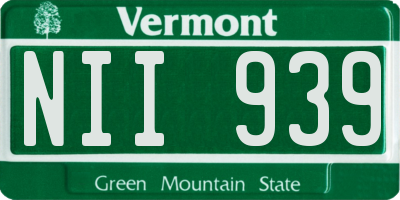 VT license plate NII939