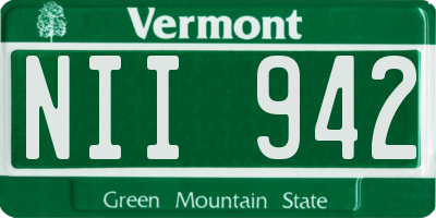 VT license plate NII942