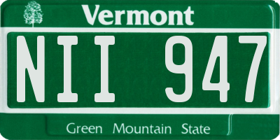 VT license plate NII947