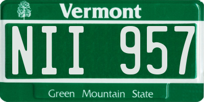 VT license plate NII957