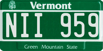 VT license plate NII959