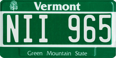 VT license plate NII965