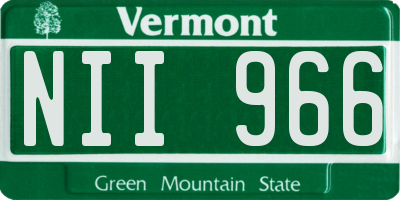 VT license plate NII966